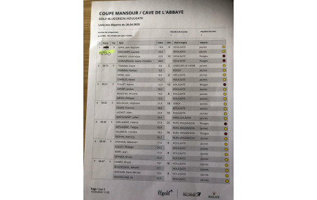 LES DEPARTS DE LA COUPE MANSOUR CAVE DE L'ABBAYE POUR DEMAIN
